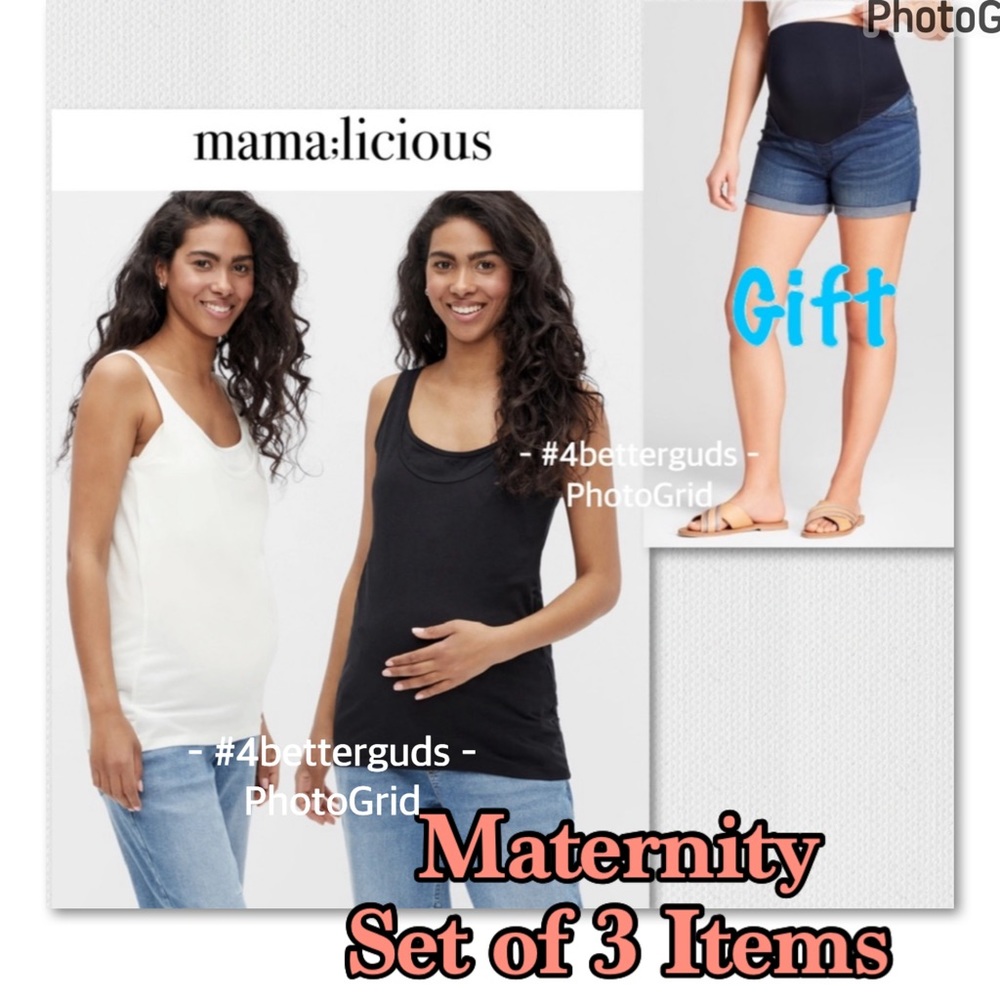 SET 3 Mama:Licious Organic Nell 2 Tanks & Isabel Maternity Crossover Midi Short - Picture 16 of 16